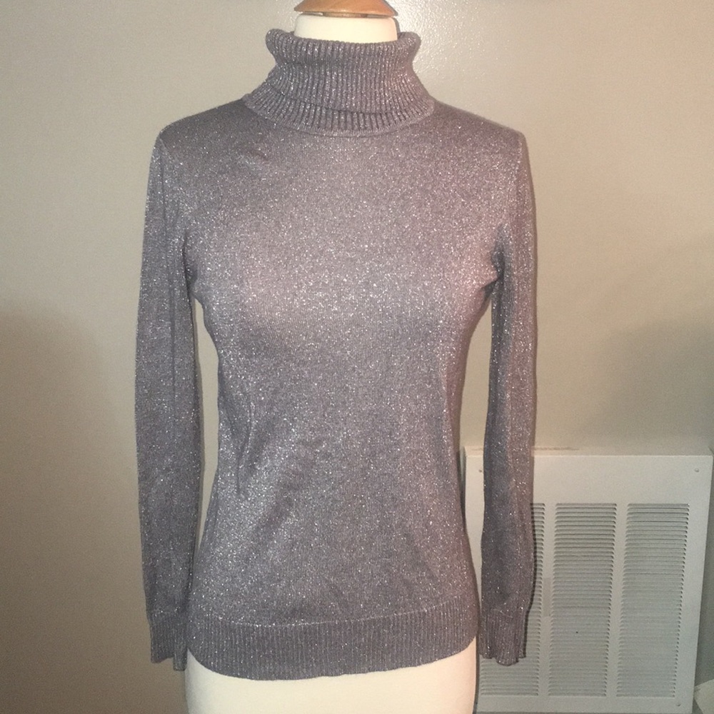 Silver sparkly turtleneck top